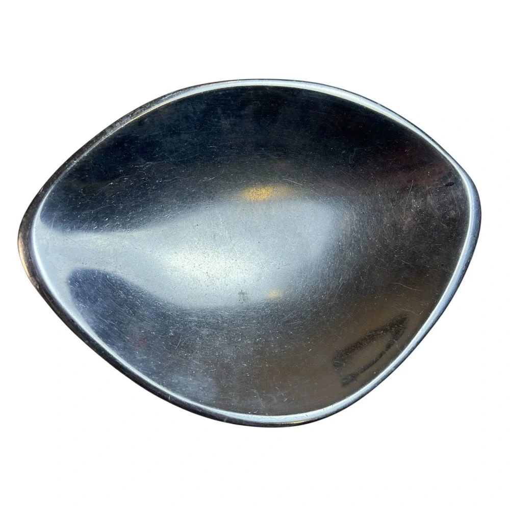 Vintage Nambe 563 Tri Edge Dish Modernist Mid Century Metal Catchall Bowl MCM